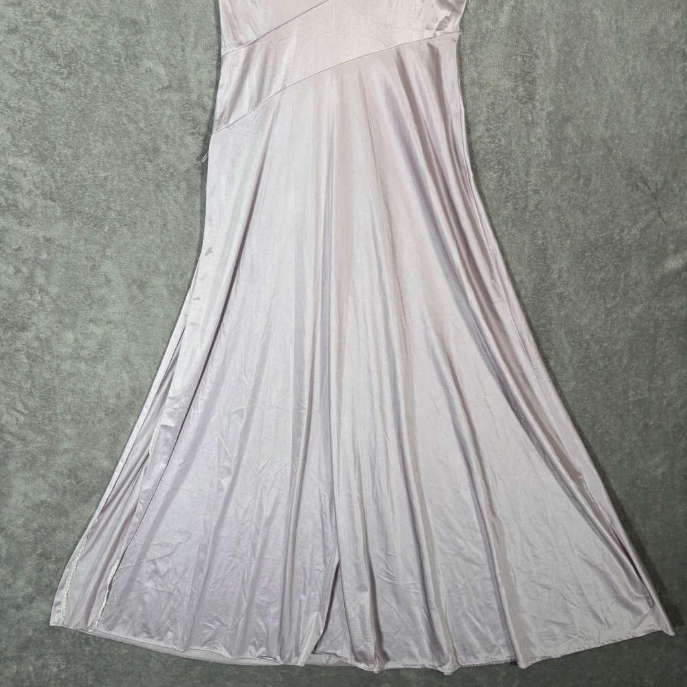 Vintage Lavender Satin Maxi Slip Dress Lace Trim Purple Ethereal Dainty Size S - Picture 6 of 13